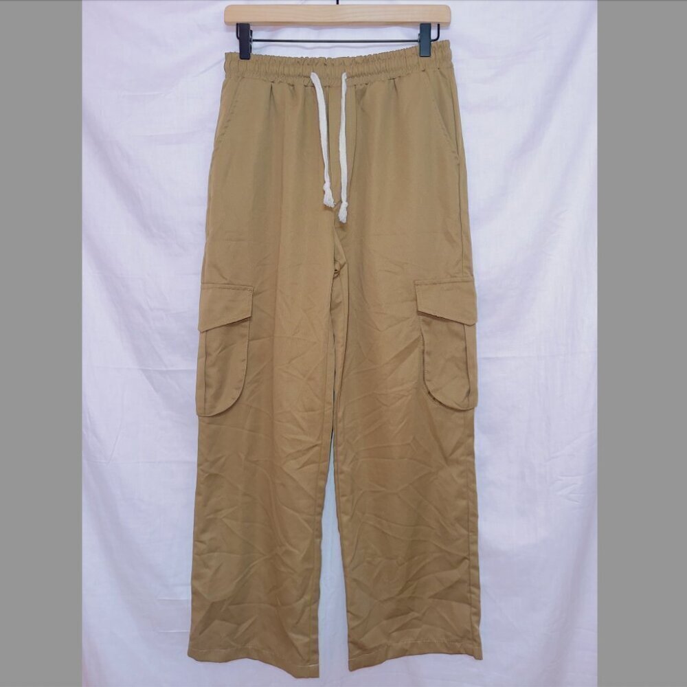 NEW Romwe Brown High Waisted Straight Leg Cargo Pants size small